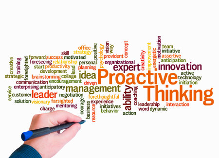 Word Cloud with PROACTIVE THINKING concept create with text only.の写真素材