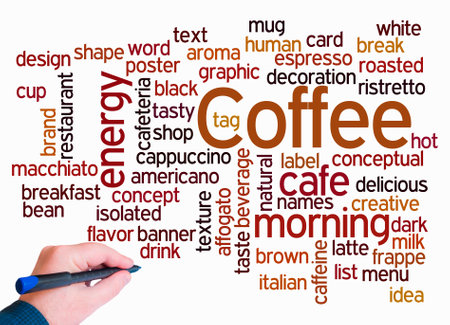Word Cloud with COFFEE concept create with text only.の写真素材