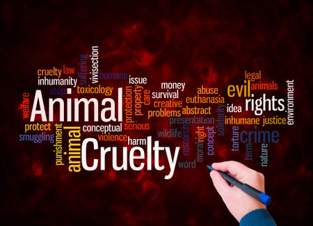 Word Cloud with ANIMAL CRUELTY concept create with text only.の写真素材