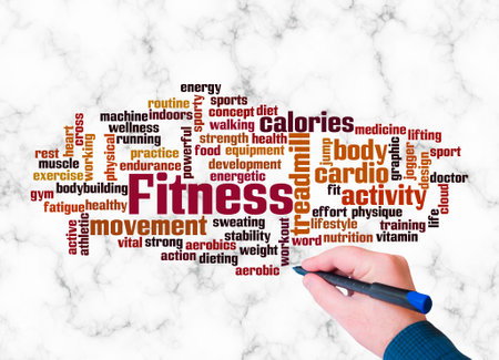Word Cloud with FITNESS concept create with text only.の写真素材