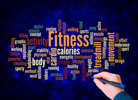 Word Cloud with FITNESS concept create with text only.の写真素材