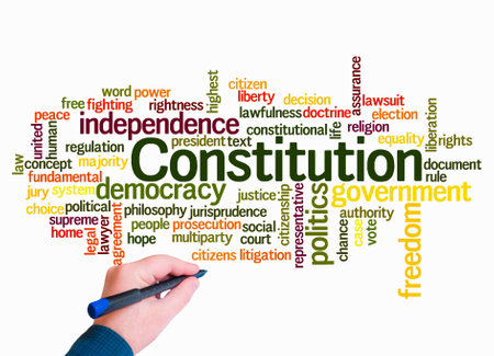 Word Cloud with CONSTITUTION concept create with text only.の写真素材