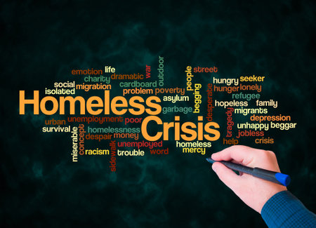 Word Cloud with HOMELESS CRISIS concept create with text only.の写真素材