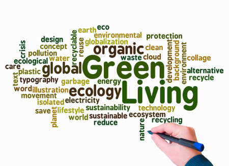 Word Cloud with GREEN LIVING concept create with text only.の写真素材