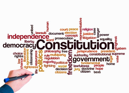 Word Cloud with CONSTITUTION concept create with text only.の写真素材