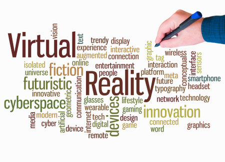 Word Cloud with VIRTUAL REALITY concept create with text only.の写真素材