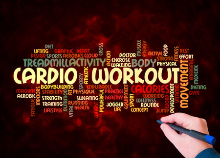 Word Cloud with CARDIO WORKOUT concept create with text only.の写真素材