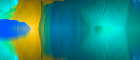 magical world. Abstract Landscape, surreal lake and reflections. art, creativity and imagination. 3d illustration.の写真素材