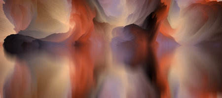 magical world. Abstract Landscape, surreal lake and reflections. art, creativity and imagination. 3d illustration.の写真素材