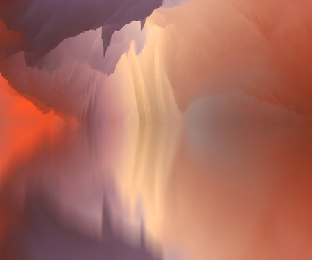 magical world. Abstract Landscape, surreal lake and reflections. art, creativity and imagination. 3d illustration.の写真素材