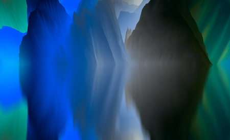 magical world. Abstract Landscape, surreal lake and reflections. art, creativity and imagination. 3d illustration.の写真素材