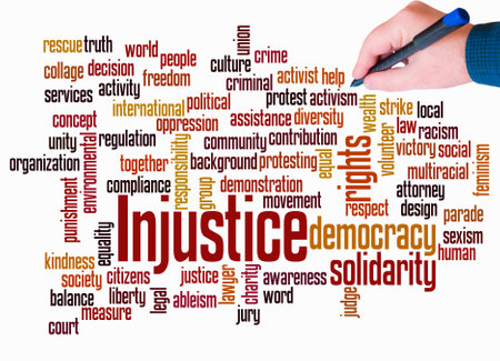 Word Cloud with INJUSTICE concept create with text only.の写真素材