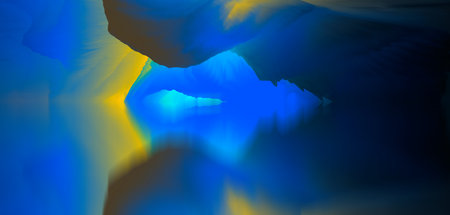 magical world. Abstract Landscape, surreal lake and reflections. art, creativity and imagination. 3d illustration.の写真素材