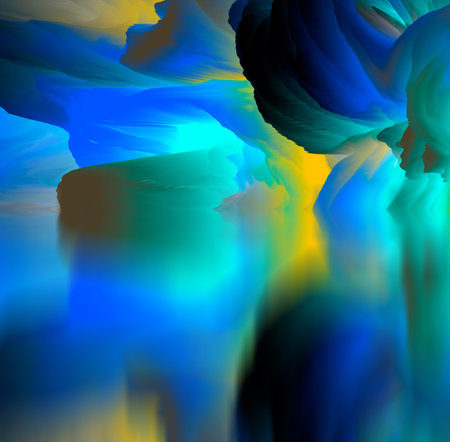 magical world. Abstract Landscape, surreal lake and reflections. art, creativity and imagination. 3d illustration.の写真素材
