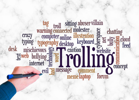 Word Cloud with TROLLING concept create with text only.の写真素材