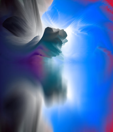 magical world. Abstract Landscape, surreal lake and reflections. art, creativity and imagination. 3d illustration.の写真素材