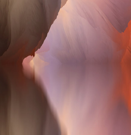 magical world. Abstract Landscape, surreal lake and reflections. art, creativity and imagination. 3d illustration.の写真素材
