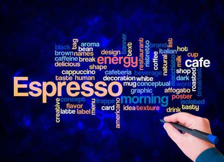 Word Cloud with ESPRESSO concept create with text only.の写真素材