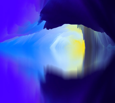magical world. Abstract Landscape, surreal lake and reflections. art, creativity and imagination. 3d illustration.の写真素材