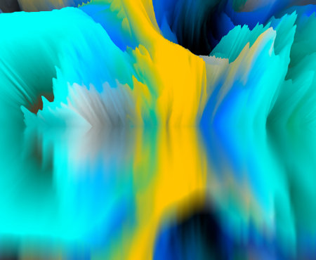 magical world. Abstract Landscape, surreal lake and reflections. art, creativity and imagination. 3d illustration.の写真素材