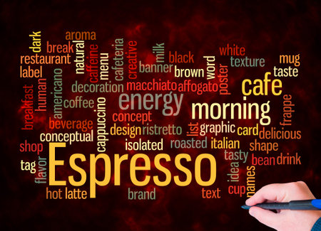 Word Cloud with ESPRESSO concept create with text only.の写真素材