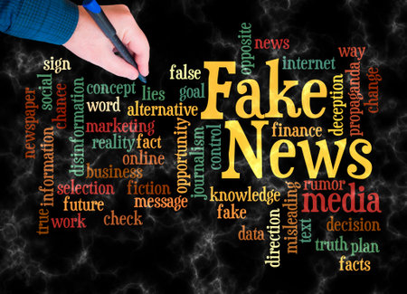 Word Cloud with FAKE NEWS concept, create with text only.の写真素材