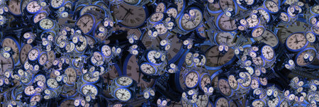 Large set of vintage clock faces. Texture of time, Elegant collection. 3d illustration.