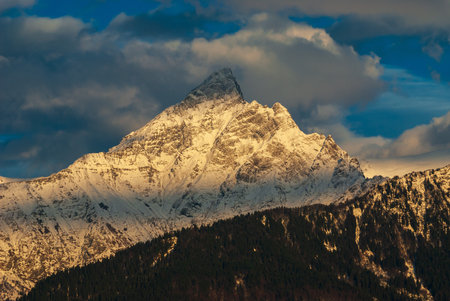 The mountain winter landscape Caucasus mountains.の写真素材
