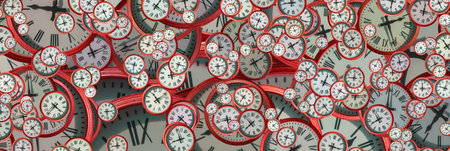 Large set of vintage clock faces. Texture of time, Elegant collection. 3d illustration.