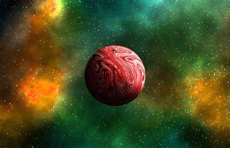 Unknown planet from outer space. Space nebula. Cosmic cluster of stars. Outer space background. 3D Illustration.の写真素材