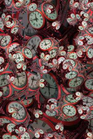 Large set of vintage clock faces. Texture of time, Elegant collection. 3d illustration.の写真素材