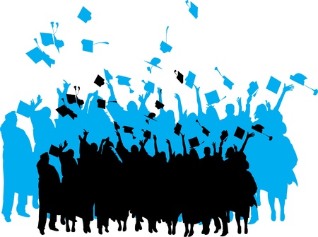 Graduation silhouetteのイラスト素材