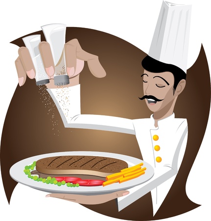 Illustration of a chef on abstract backgroundのイラスト素材