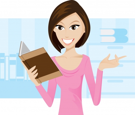 Illustration of girl is reading a book. contain gradient effect.のイラスト素材