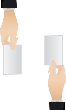 Illustration of hand exchange name card with blank space.のイラスト素材