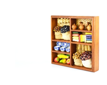 Replica of old shelf Asian lifestyle Isolated on whitebackground の写真素材