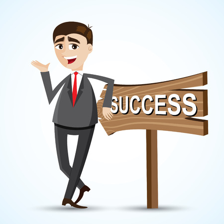 illustration of cartoon businessman gesture with woodboard. success concept.のイラスト素材