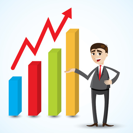 illustration of cartoon businessman with growing chartのイラスト素材