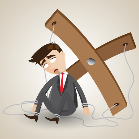 illustration of cartoon businessman in puppet style.のイラスト素材