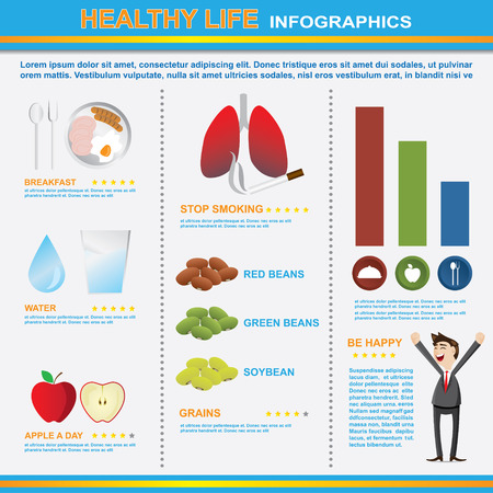 illustration of infographics of healthy lifestyleのイラスト素材