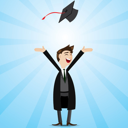 illustration of cartoon businessman in graduation formのイラスト素材