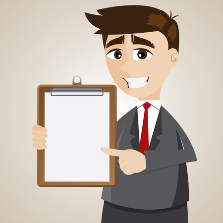 illustration of cartoon businessman showing blank boardのイラスト素材