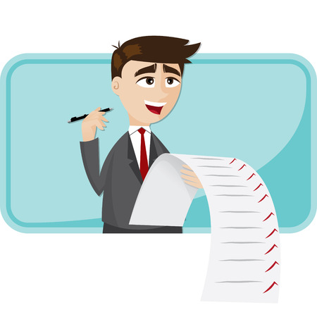 illustration of cartoon businessman with checklist paperのイラスト素材