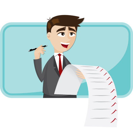 illustration of cartoon businessman with checklist paper