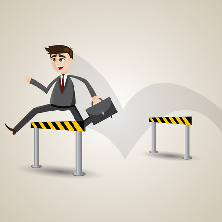 illustration of cartoon businessman hurdles in barrier conceptのイラスト素材
