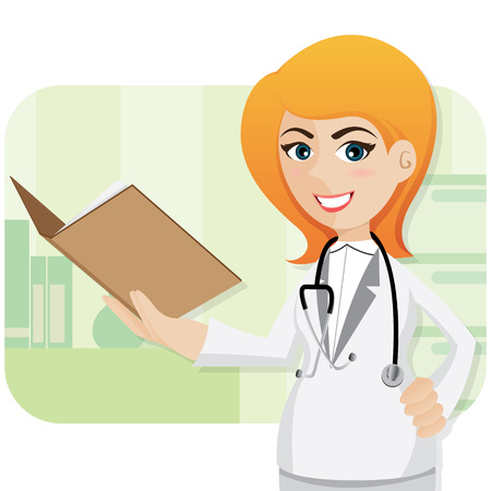 illustration of cartoon cute doctor with folderのイラスト素材