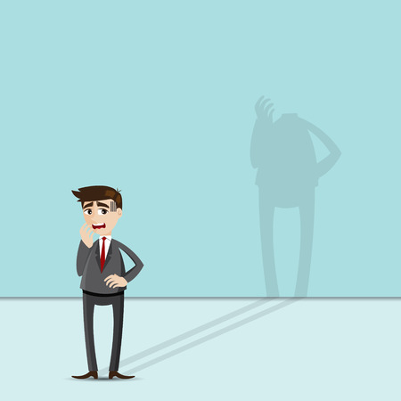 illustration of cartoon businessman with headless shadow in risky conceptのイラスト素材