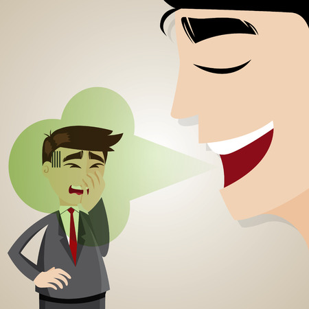 illustration of cartoon businessman with halitosis stinkyのイラスト素材