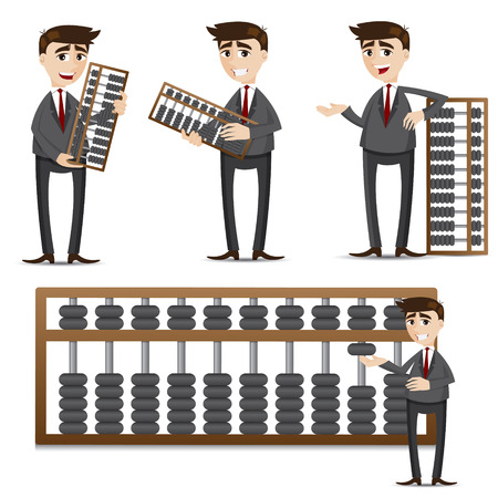 illustration of cartoon businessman with abacus setのイラスト素材