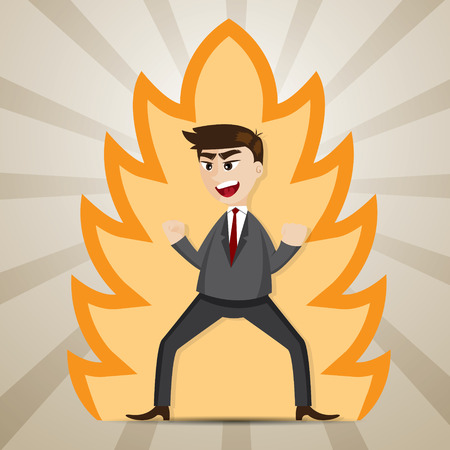 illustration of cartoon businessman with power strength in work energy conceptのイラスト素材